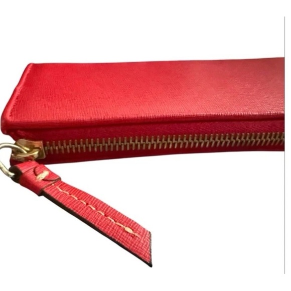 Dooney & Bourke Saffiano Leather Zip Clutch Red Wallet - Picture 13 of 16